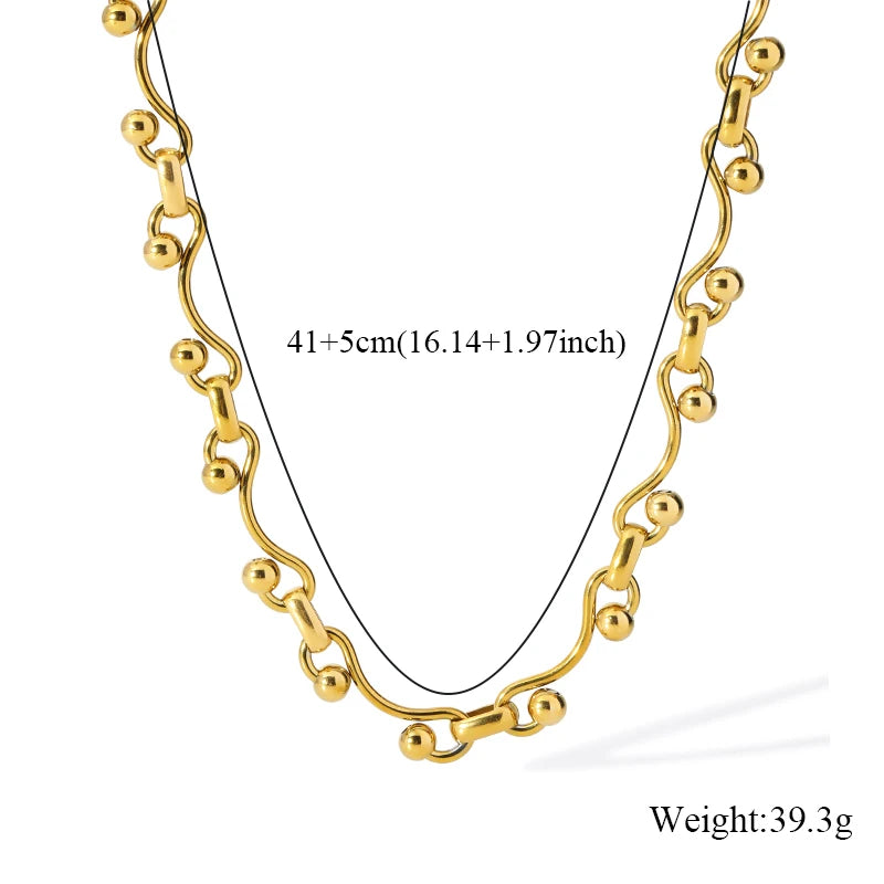 Gold Beads Chain Necklace & Bracelet Set
