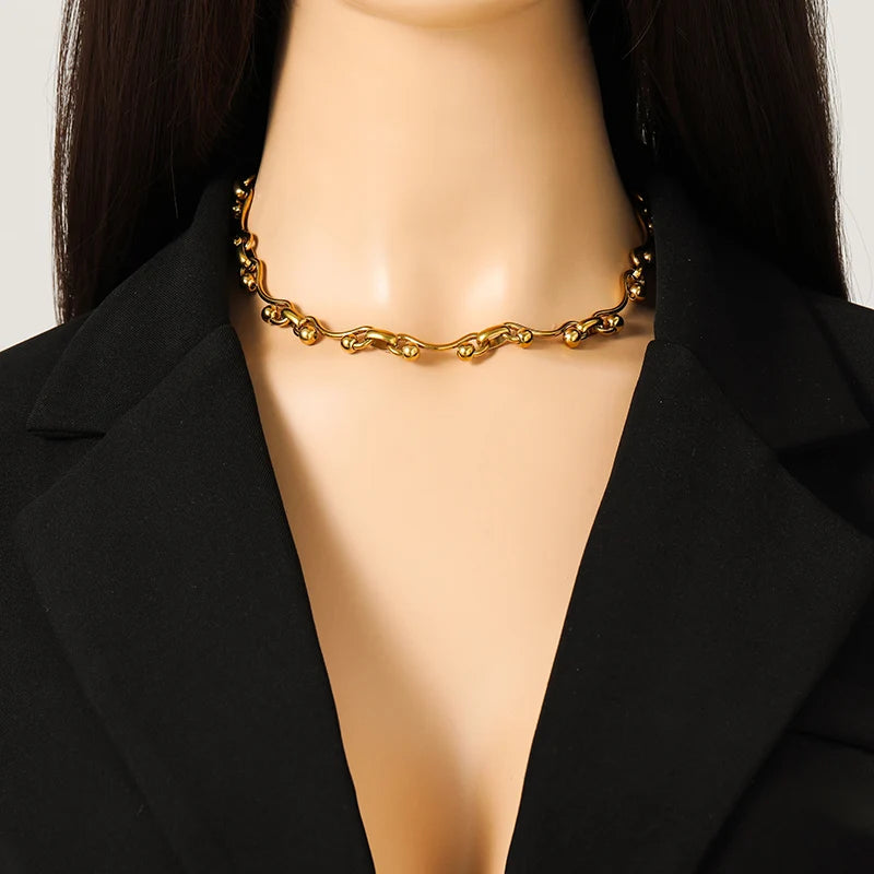 Gold Beads Chain Necklace & Bracelet Set