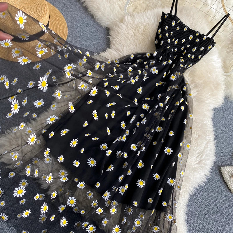 Printed Square Neck A-Line Midi Sundress