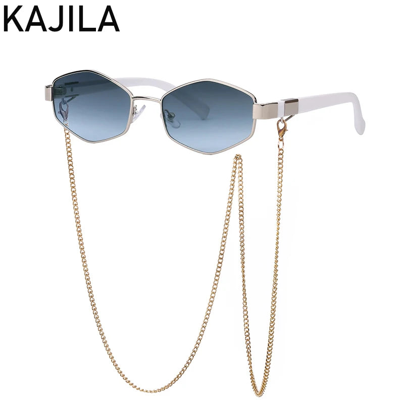 Sexy Small Frame Hexagon Sunglasses Women With Chain 2026 Luxury Brand Designer Punk Sun Glasses For Ladies Shades Gafas De Sol