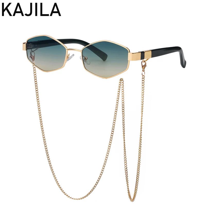 Sexy Small Frame Hexagon Sunglasses Women With Chain 2026 Luxury Brand Designer Punk Sun Glasses For Ladies Shades Gafas De Sol