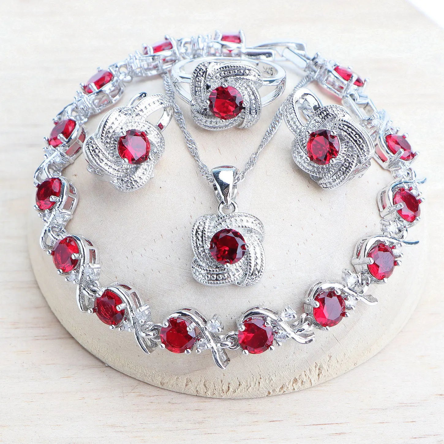 Blue Zirconia 925 Sterling Silver Bridal Jewellery Set