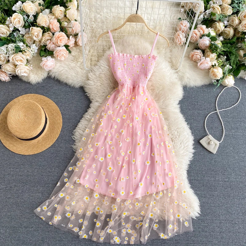 Printed Square Neck A-Line Midi Sundress