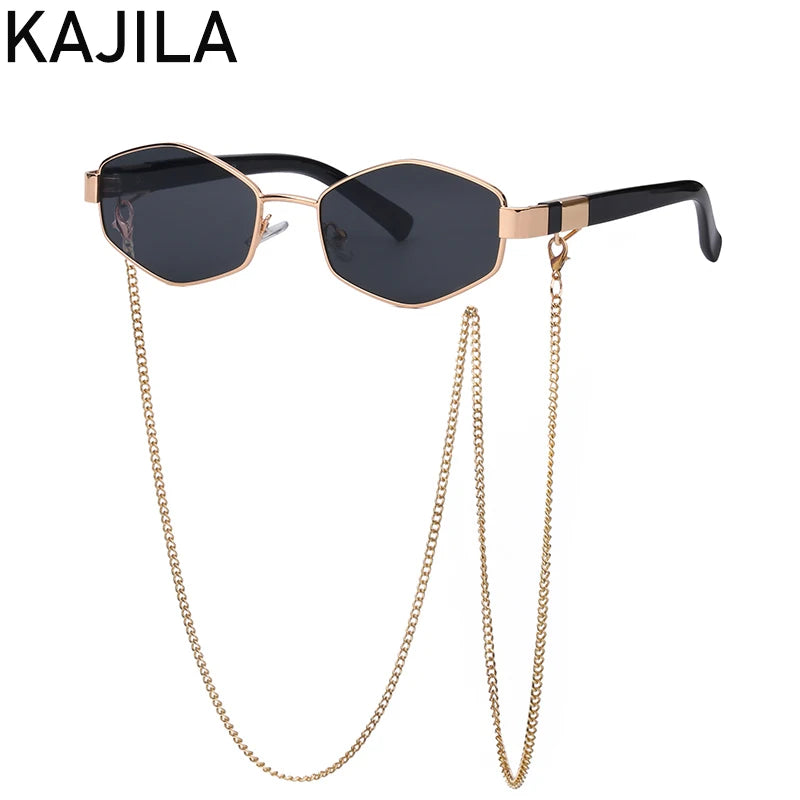 Sexy Small Frame Hexagon Sunglasses Women With Chain 2026 Luxury Brand Designer Punk Sun Glasses For Ladies Shades Gafas De Sol