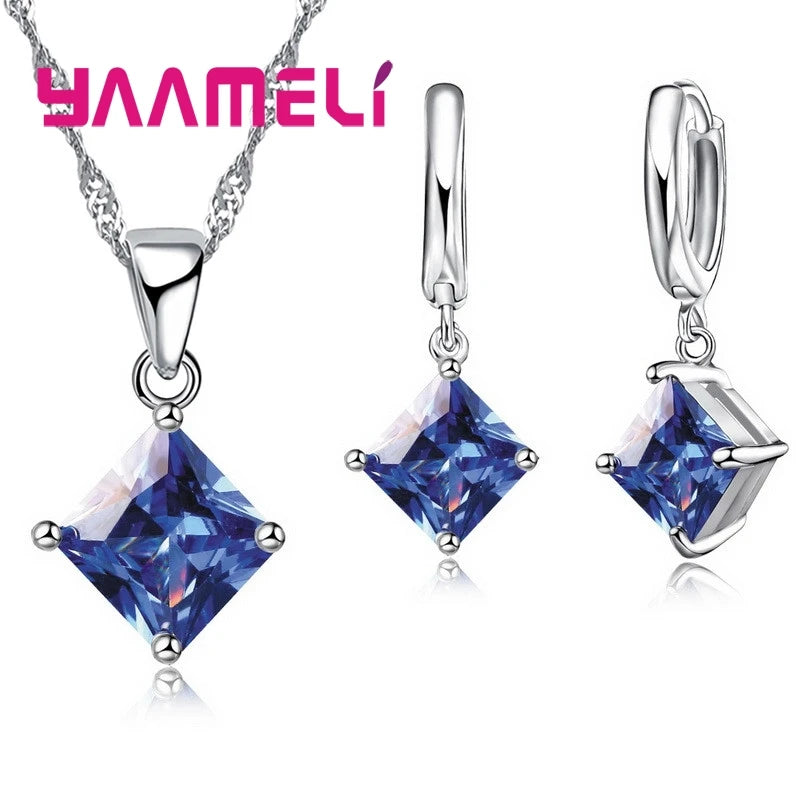 925 Sterling Silver Water Drop Jewelry Set – Necklace & Earrings