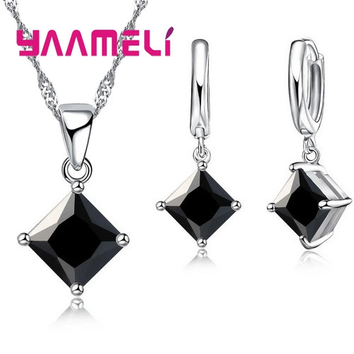 925 Sterling Silver Water Drop Jewelry Set – Necklace & Earrings