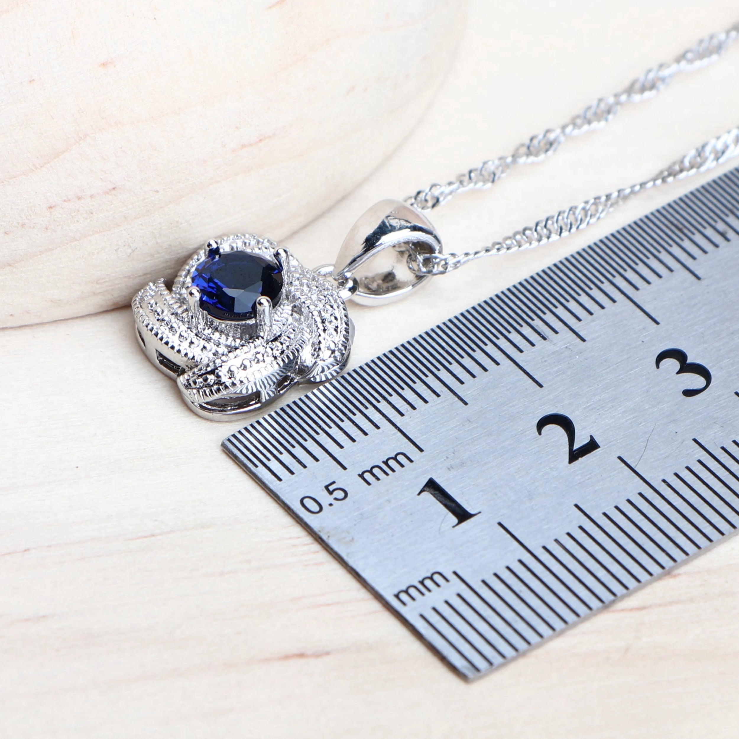 Blue Zirconia 925 Sterling Silver Bridal Jewellery Set