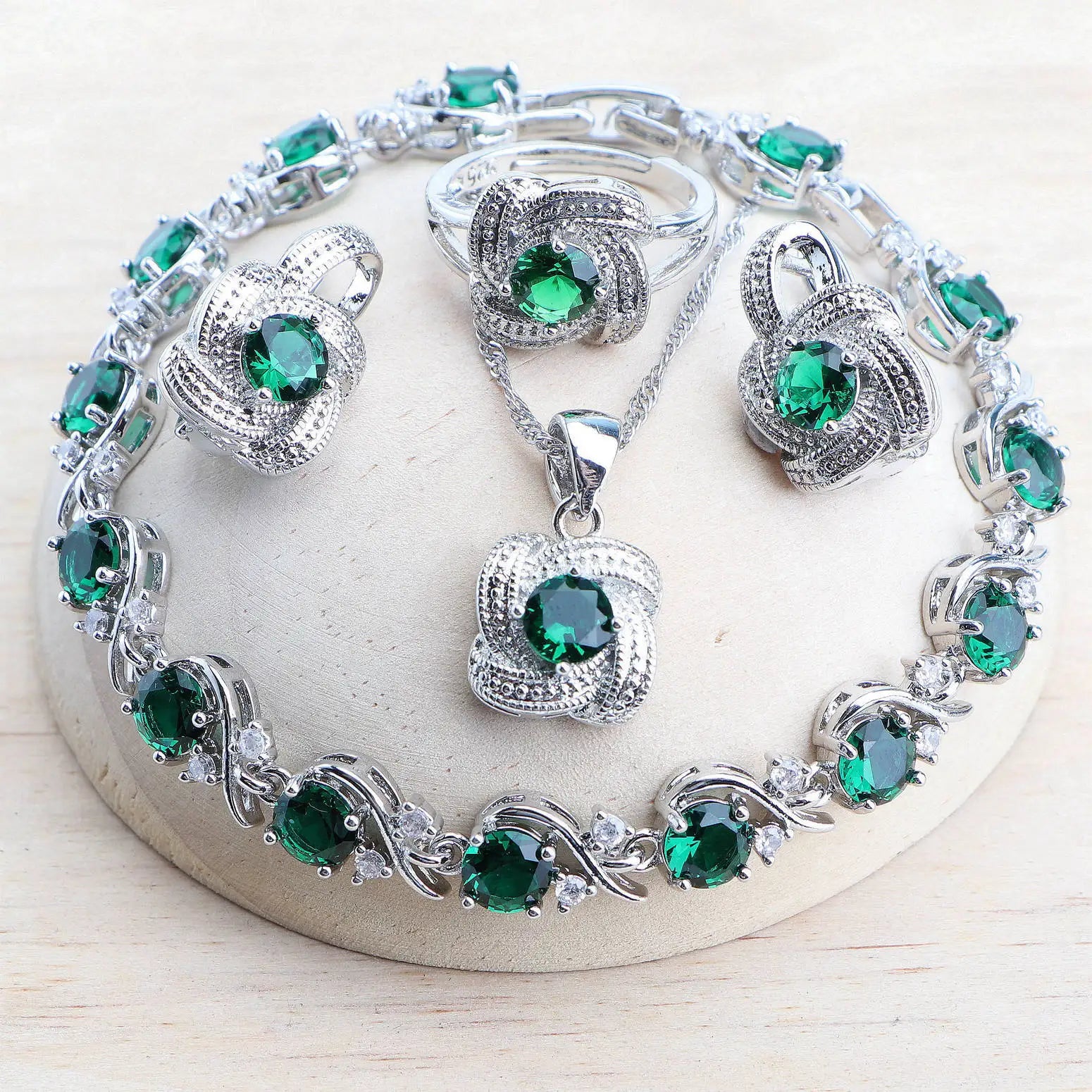 Blue Zirconia 925 Sterling Silver Bridal Jewellery Set