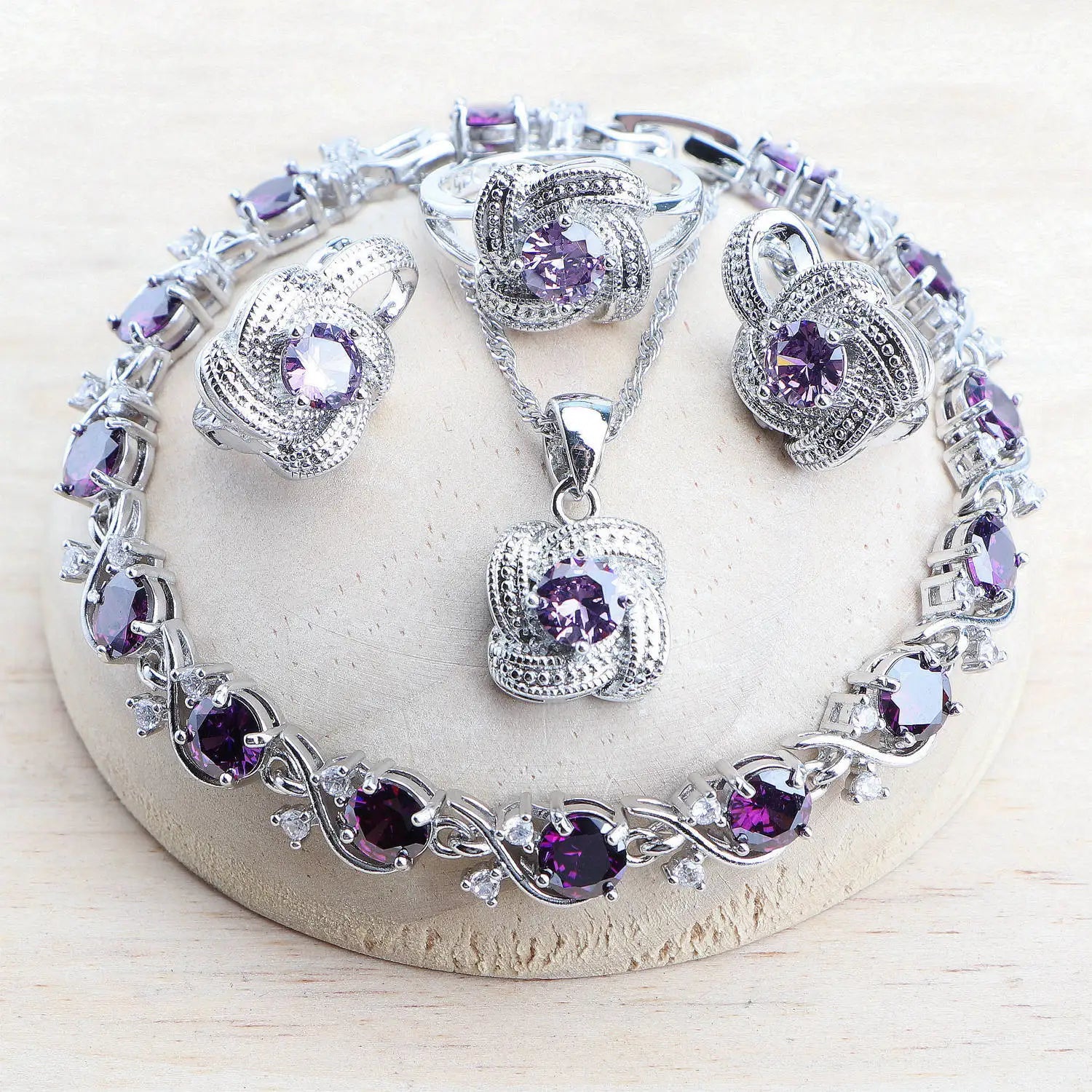 Blue Zirconia 925 Sterling Silver Bridal Jewellery Set