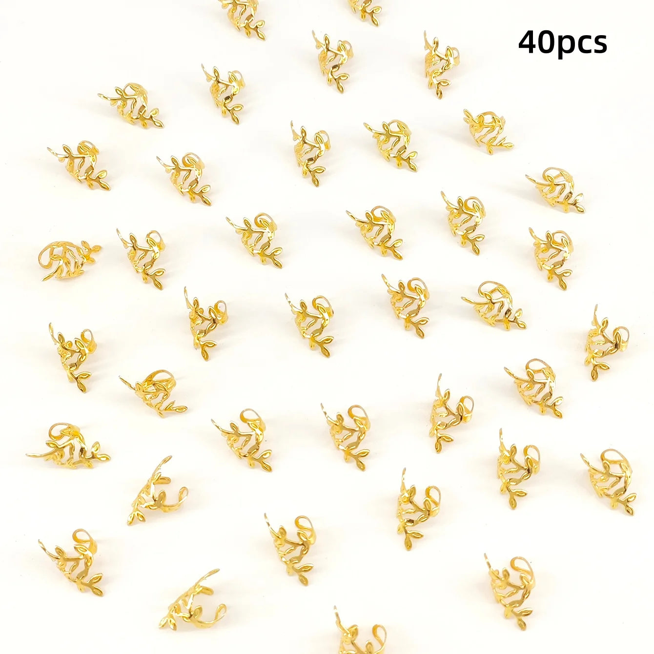 40-Piece Vine Leaf Alloy Hair Braid Rings