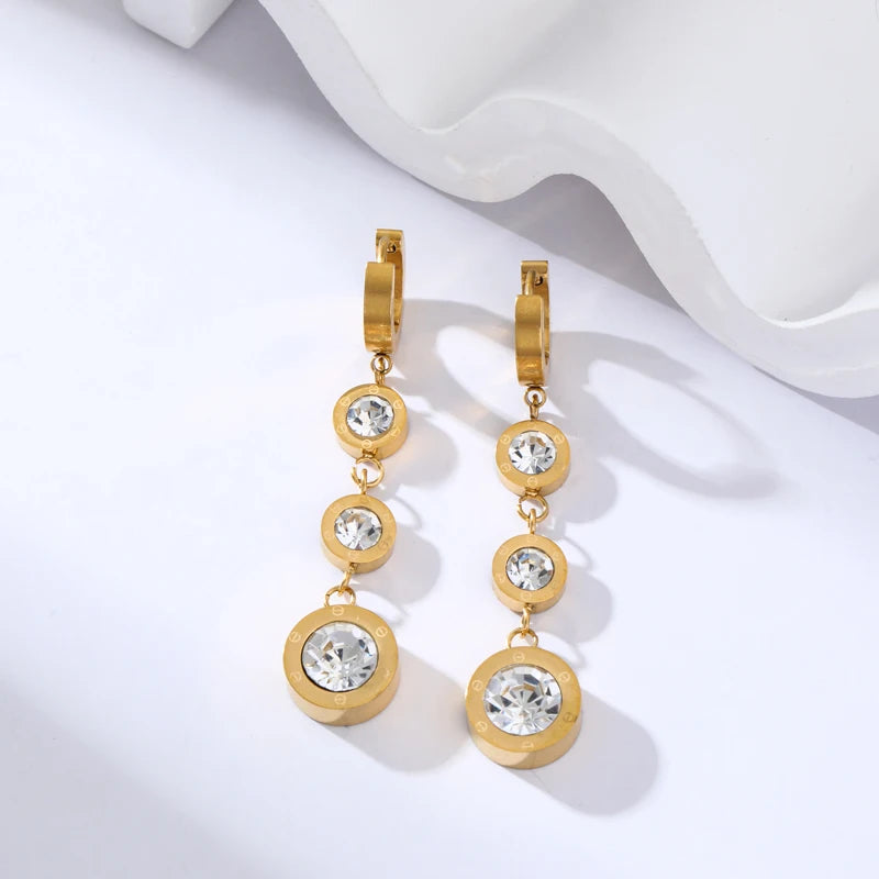 White Zirconia Drop Dangle Earrings