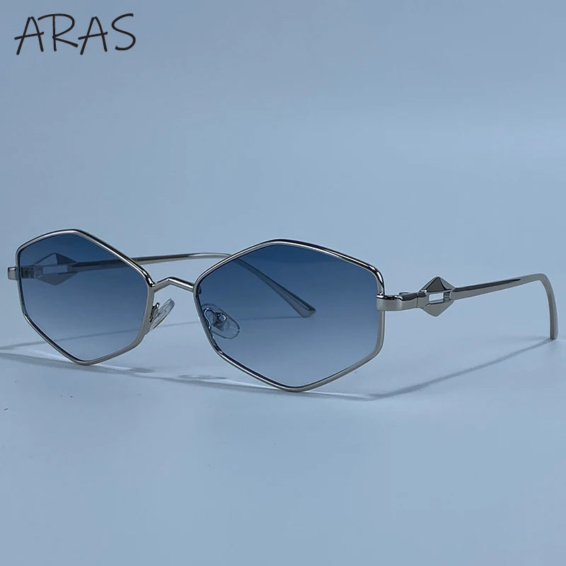 New Vintage Fashion Hexagon Sunglasses Women 2026 Luxury Brand Sexy Punk Rhombus Sun Glasses For Lady Metal Frame Eyewear Shades