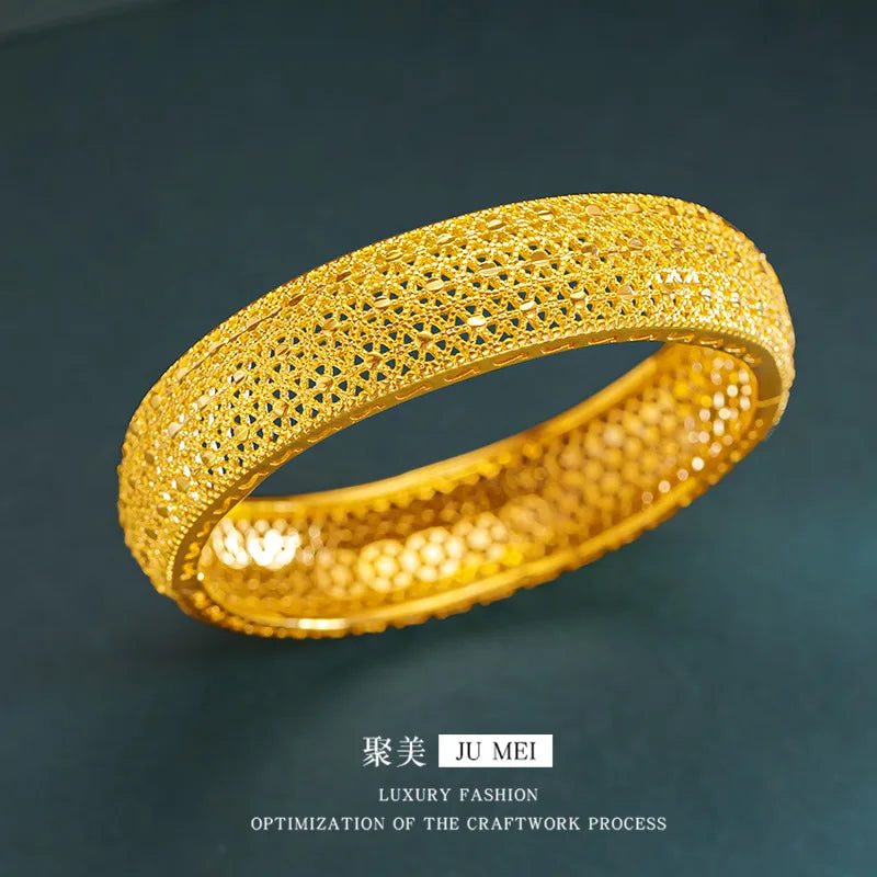 24K Pure Gold Openwork Flower Bracelet
