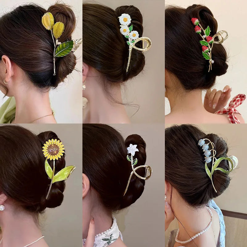 Flower Durian Shark Clip Hair Claw