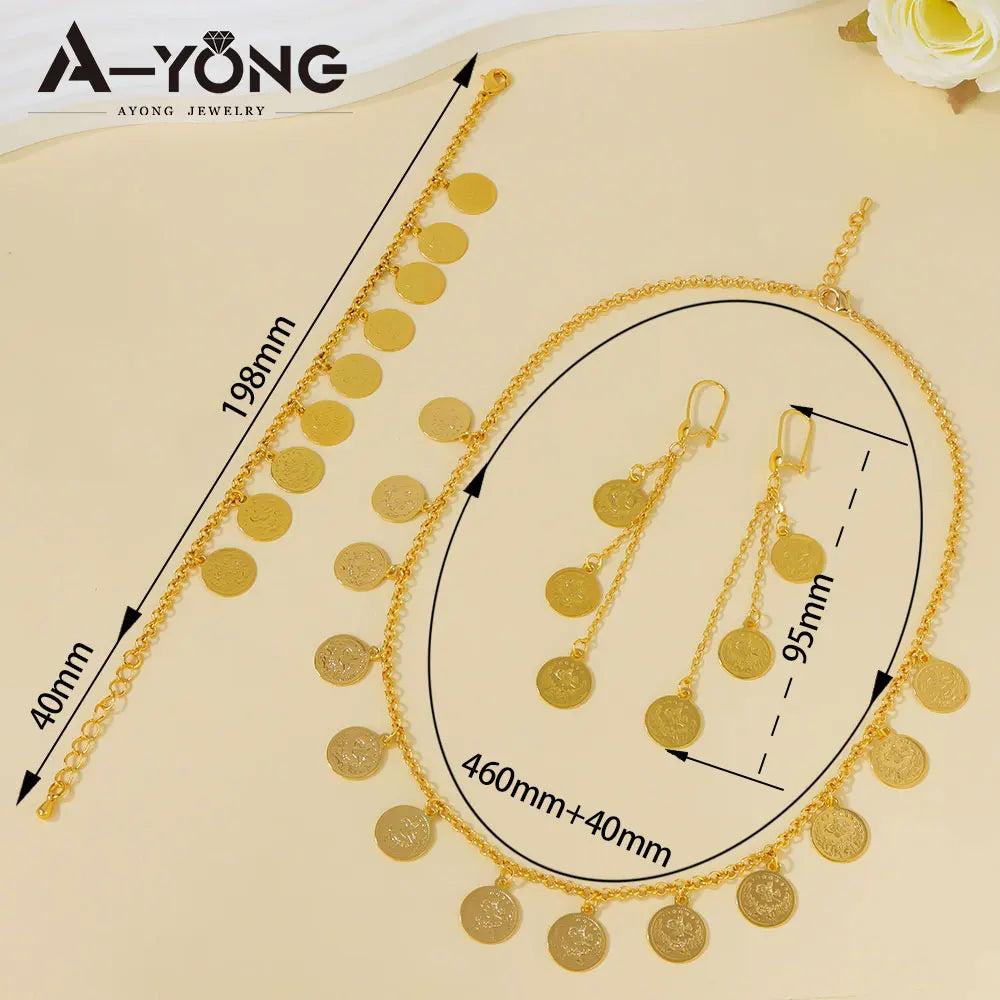 Arabic Gold Coins Necklace Set