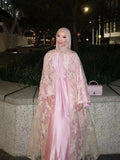 Flower Embroidery Party Abaya Dress