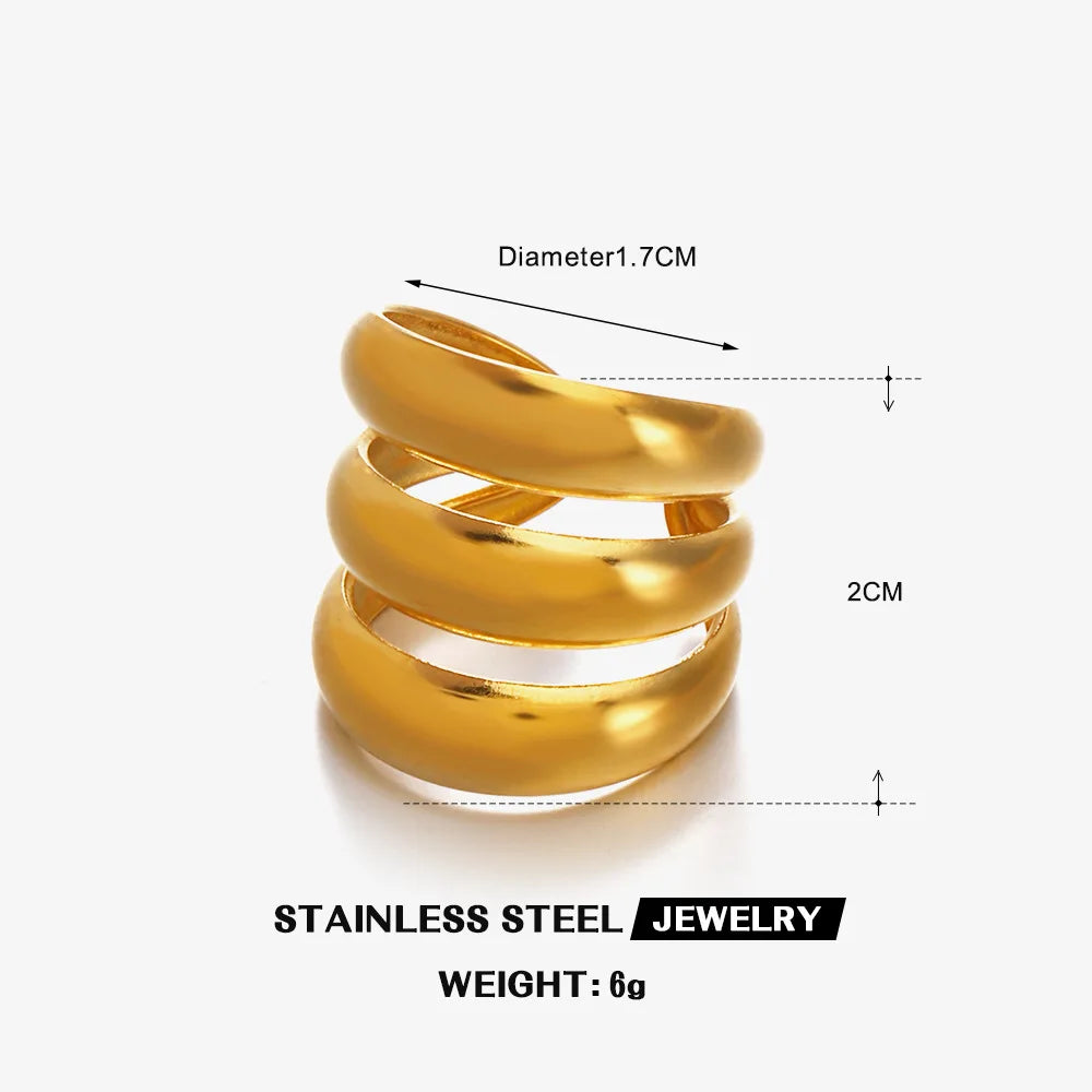 18K Gold Silver Splicing Chunky Dome Ring