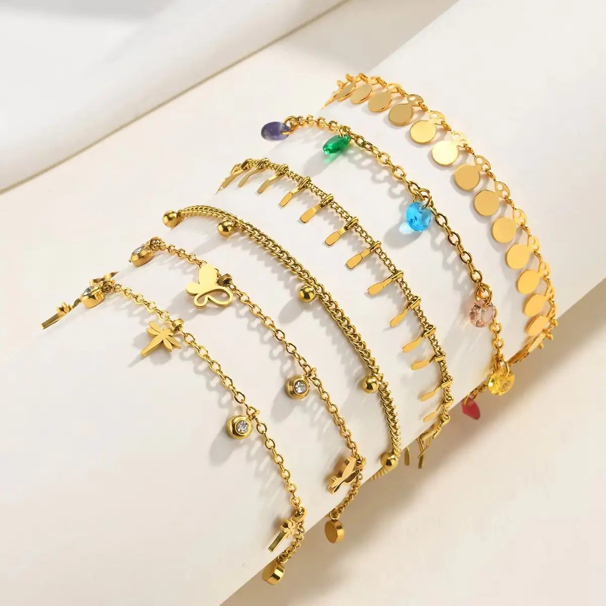 Full-gloss Disc Tassel Anklet