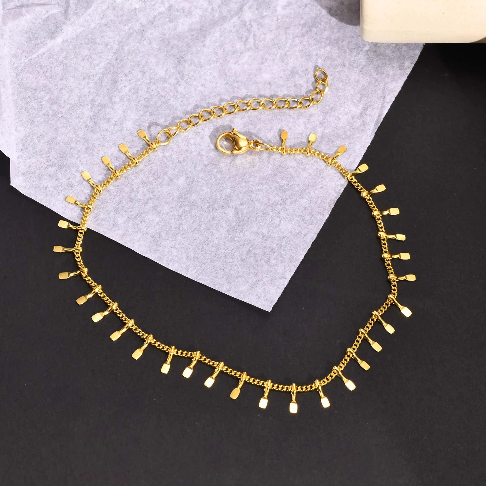 Full-gloss Disc Tassel Anklet