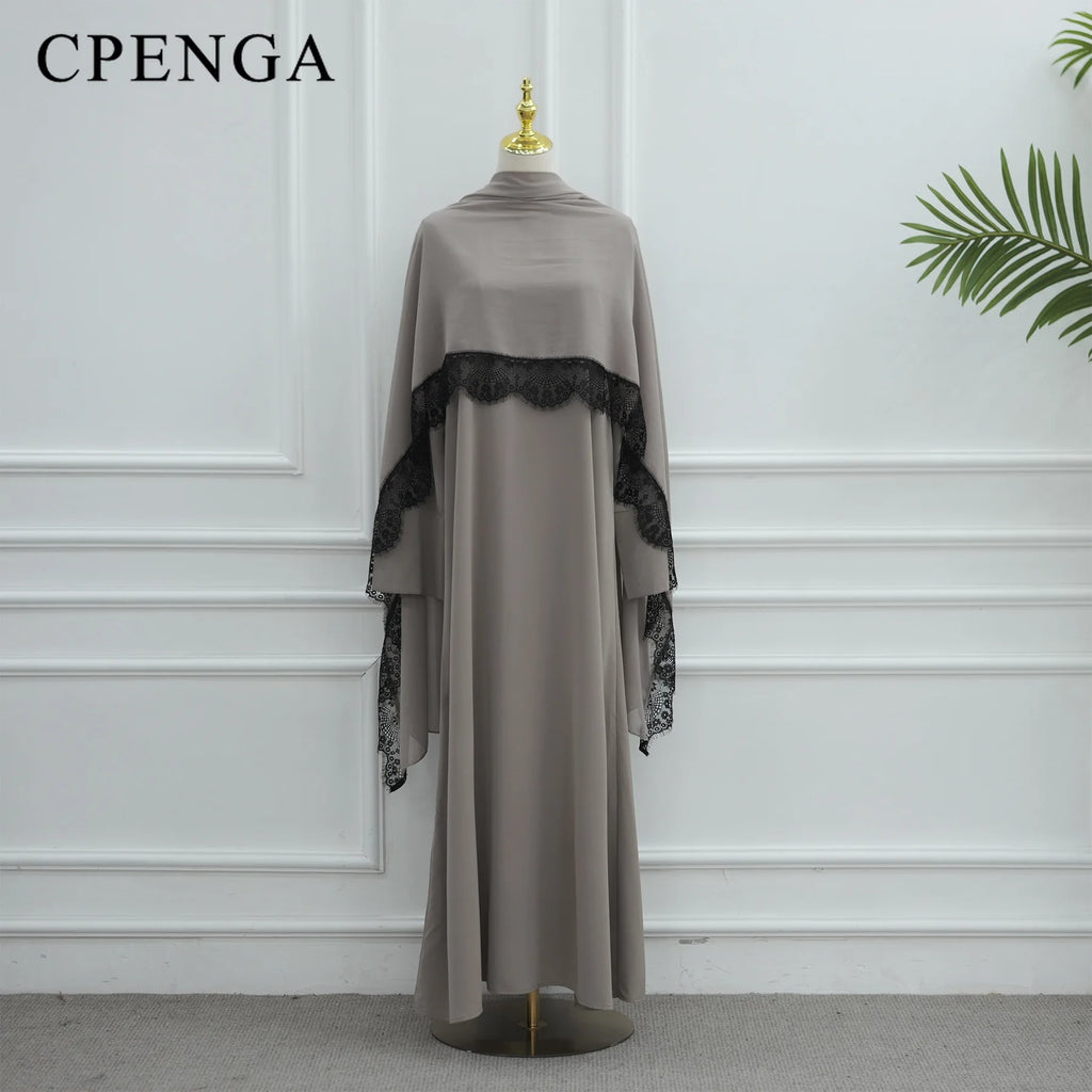 Two-Piece Luxury Lace Dubai Abaya Set