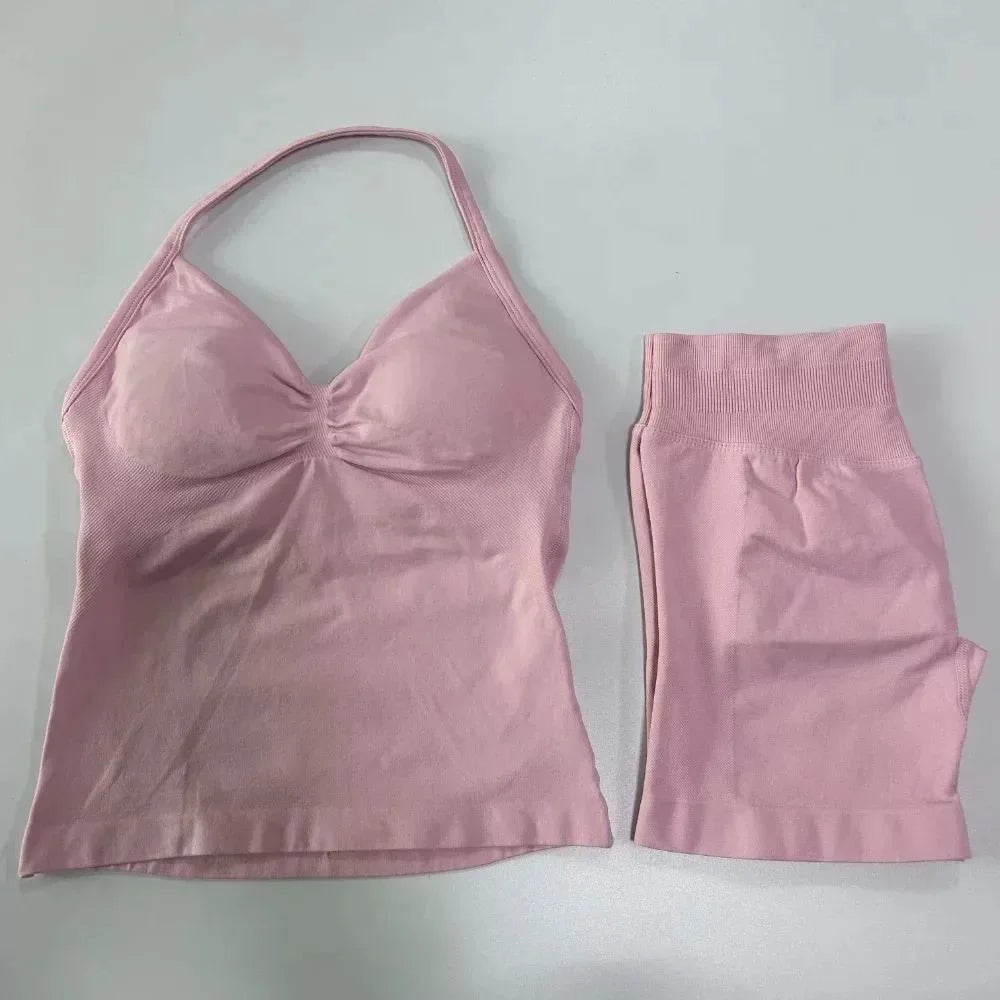 Halter Neck Sports Bra & Shorts Set