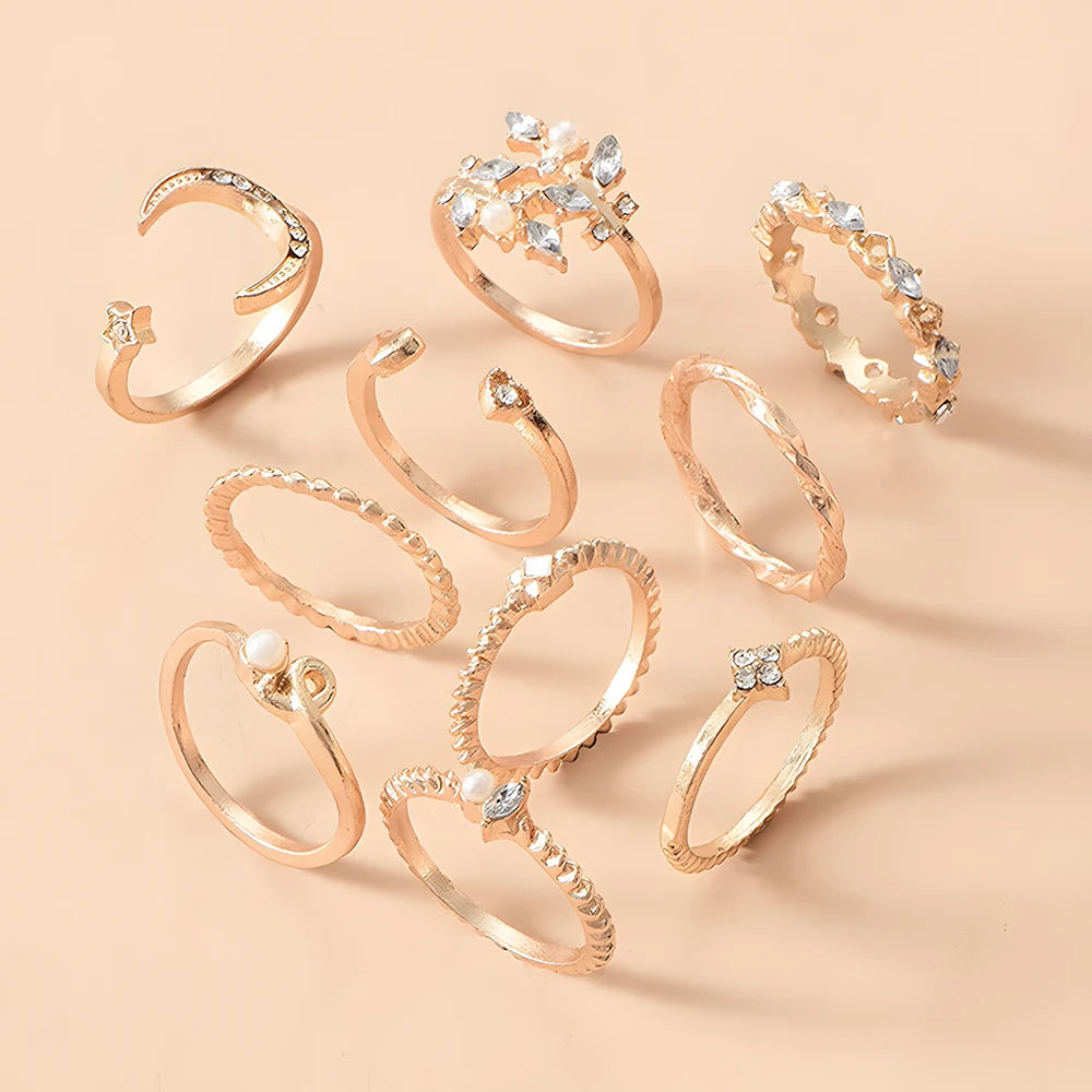 10Pcs Celestial Moon Ring