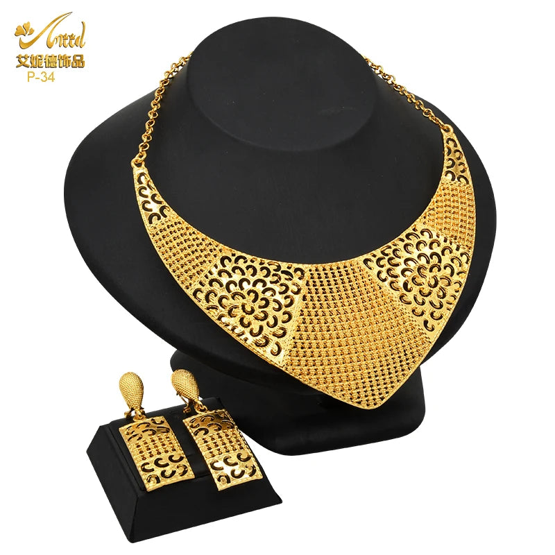 Royal Gold Wedding Jewelry Set
