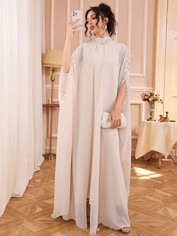 Sequin Beaded Batwing Sleeve Party Abaya
