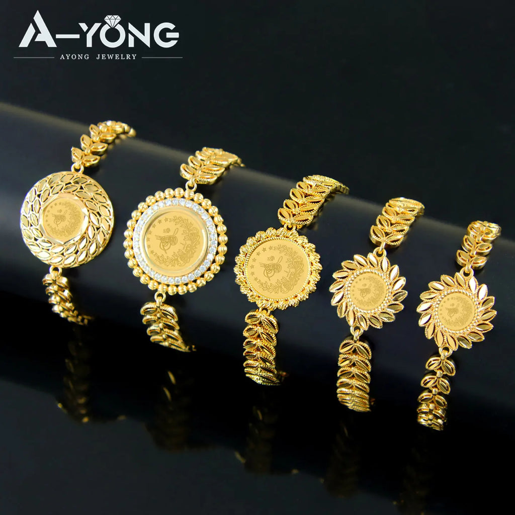 Turkish Classic Gold Coins Cuff Bangle