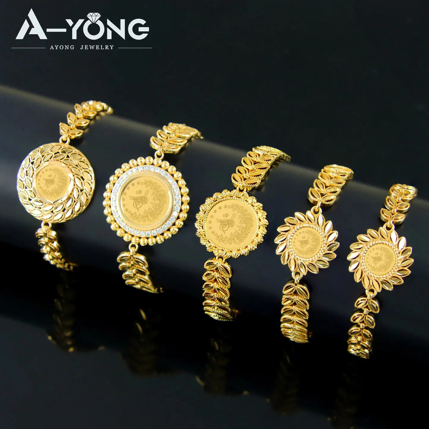 Turkish Classic Gold Coins Cuff Bangle