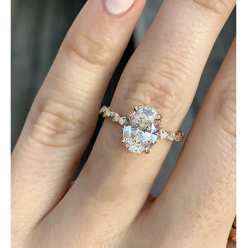 925 Silver Oval Gems Twisted Rope Ring