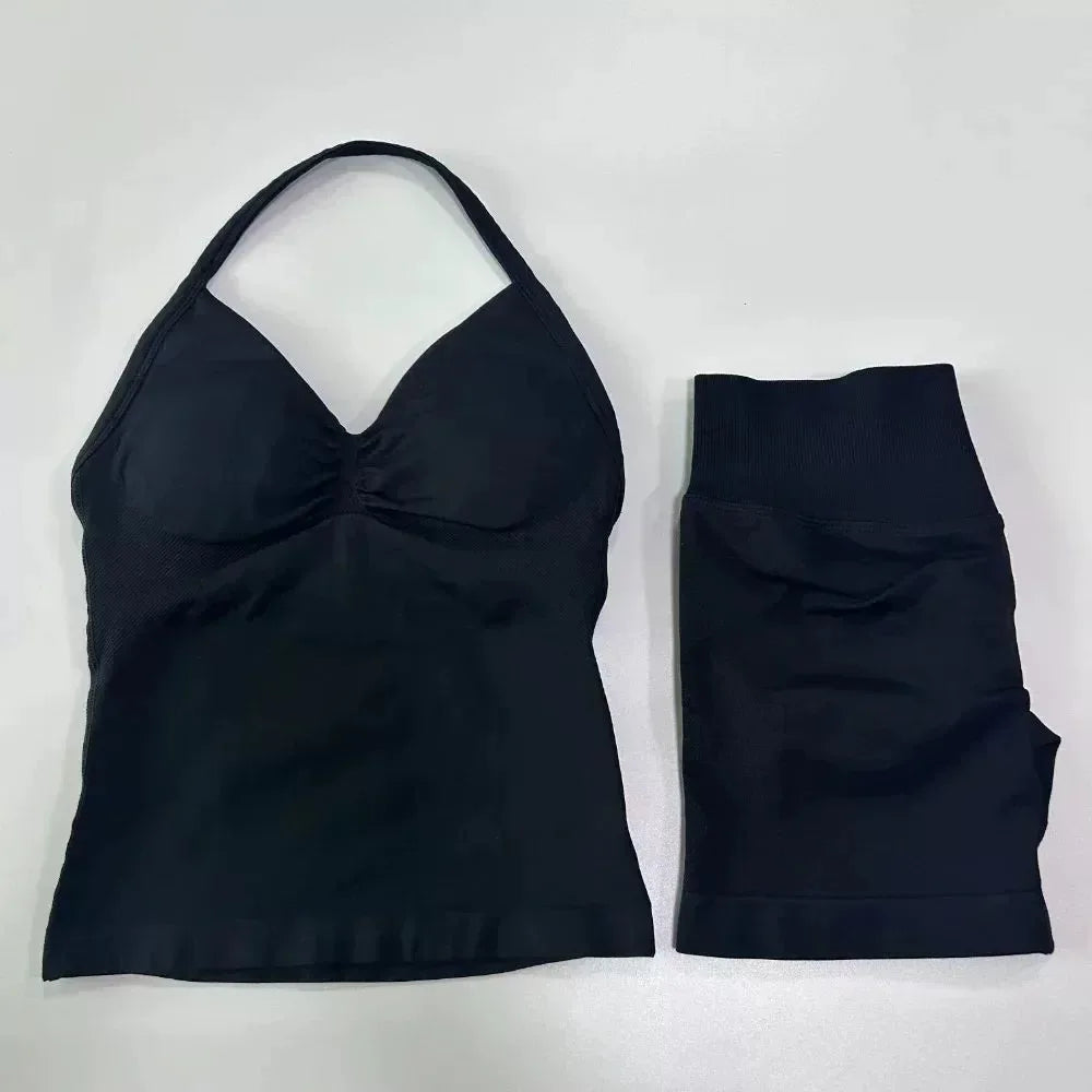 Halter Neck Sports Bra & Shorts Set