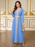 Floral Appliqué Moroccan Kaftan Abaya