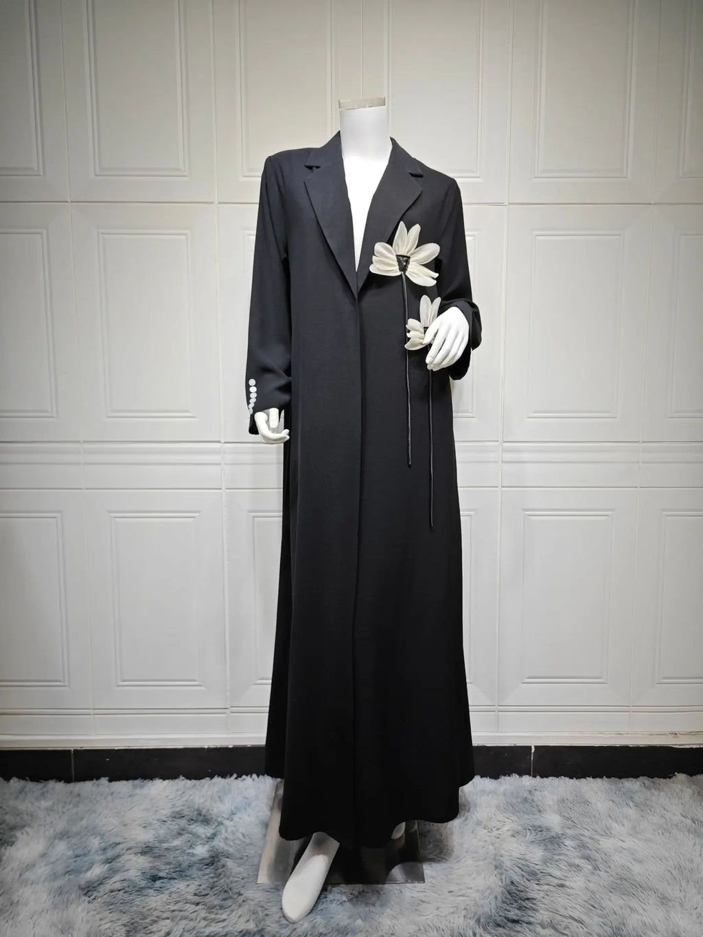 Floral Open Abaya Cardigan Dress