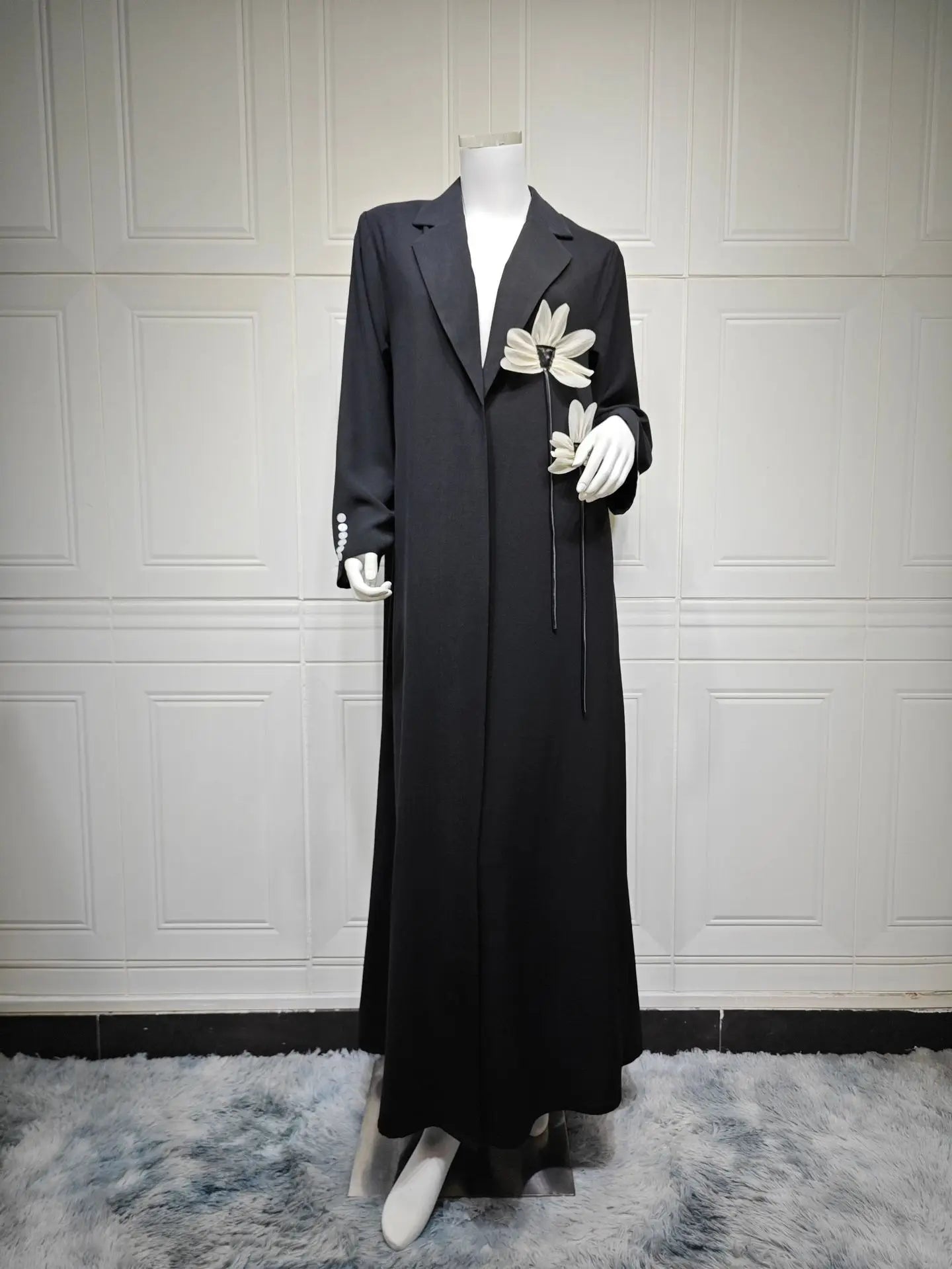 Floral Open Abaya Cardigan Dress