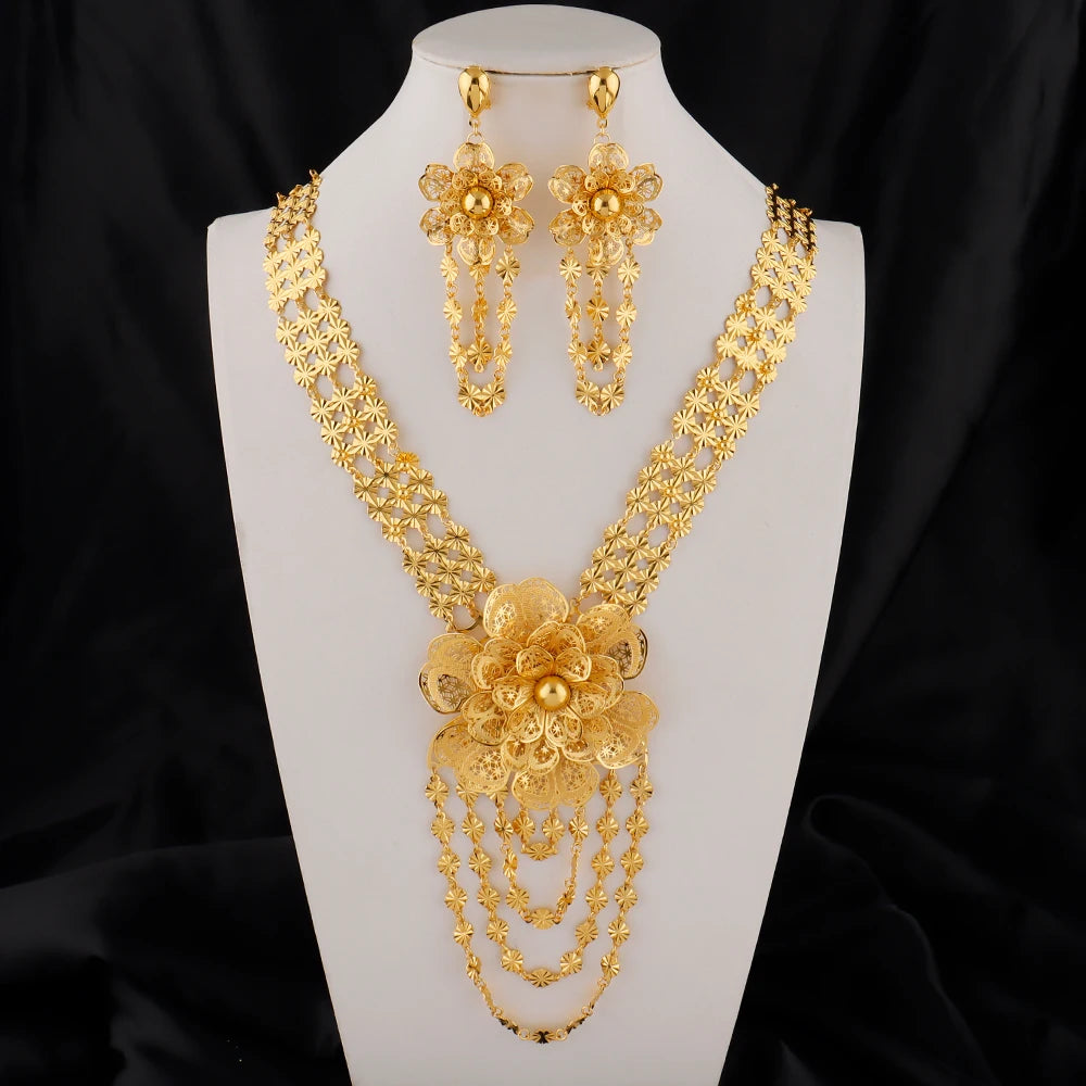 Golden Blossom Necklace Set