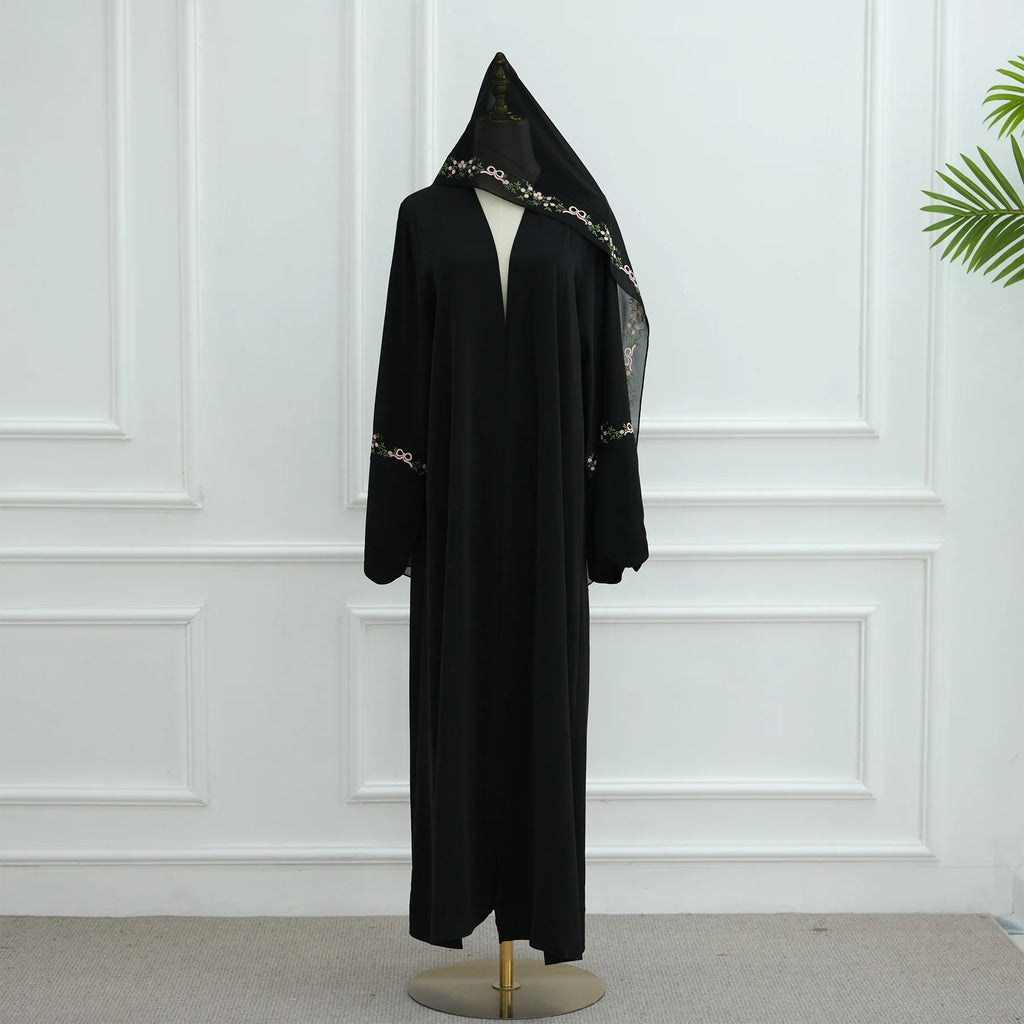 Luxurious Floral Embroidery Hijab Abaya Kaftan