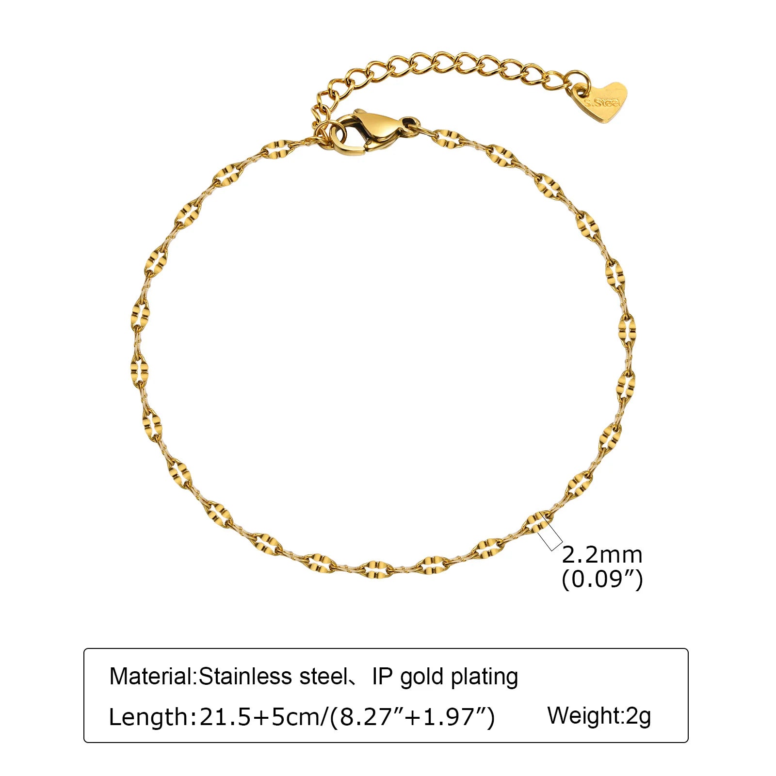 Waterproof Layered Link Chain Anklet