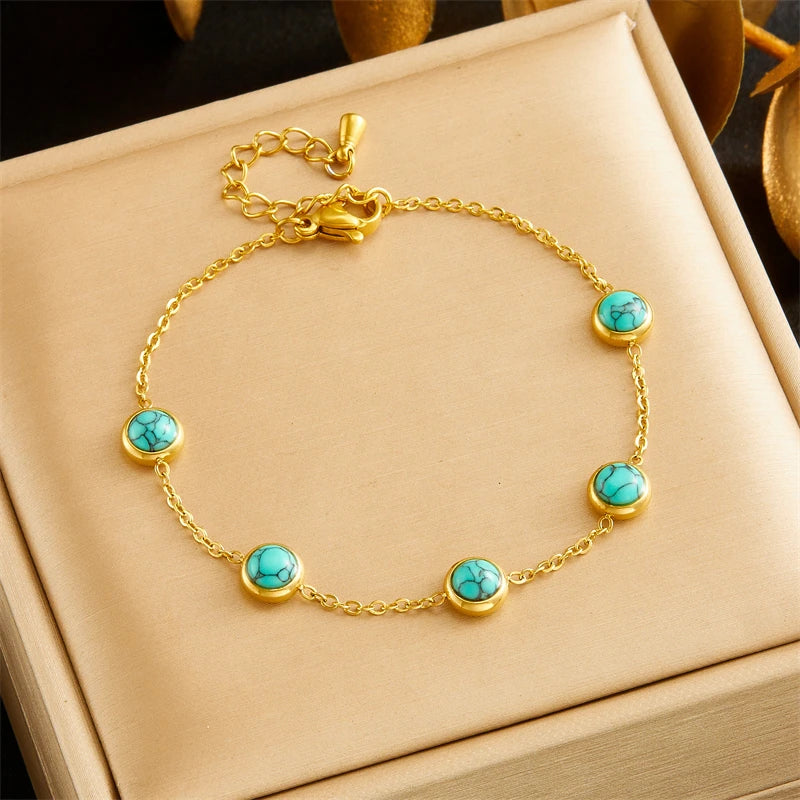 Turquoise Necklace, Bracelet & Earrings Jewellery Set
