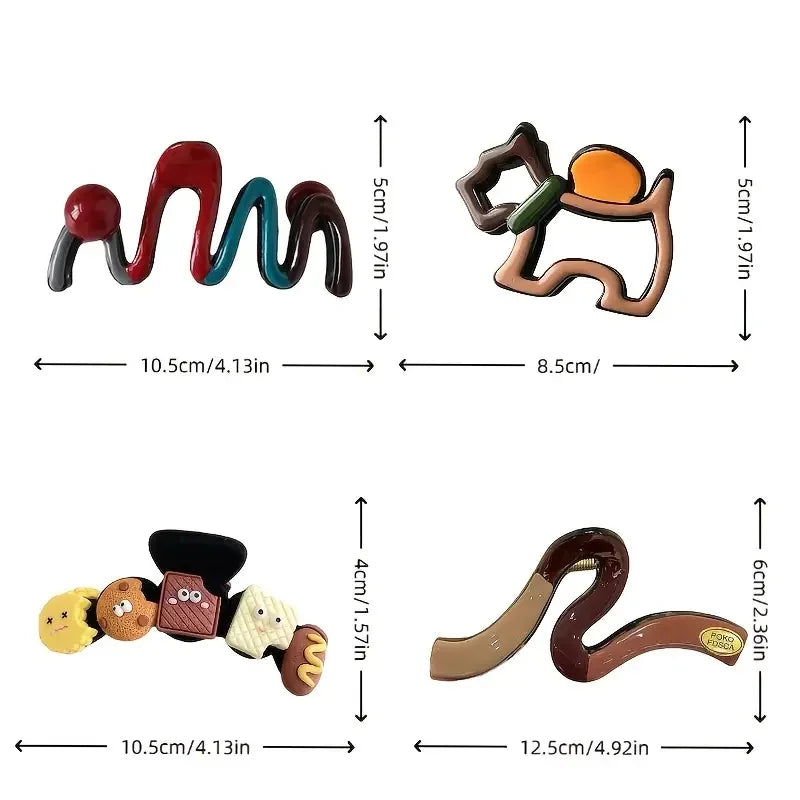 4-Piece Wavy Shark Claw Hair Clips Set
