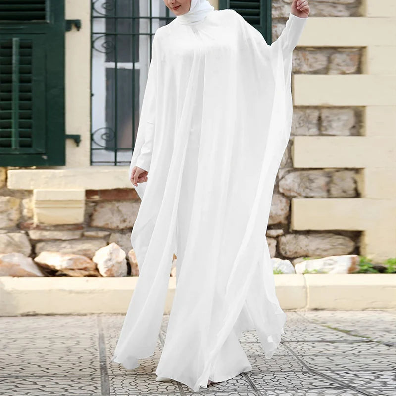 Chiffon Long Sleeve Hijab Abaya Dress