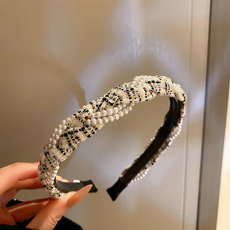 Full Rhinestone Leaf Pearl Headband