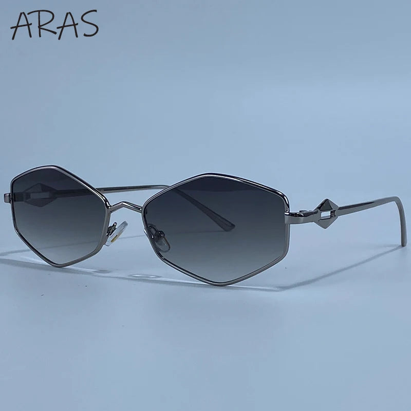 New Vintage Fashion Hexagon Sunglasses Women 2026 Luxury Brand Sexy Punk Rhombus Sun Glasses For Lady Metal Frame Eyewear Shades