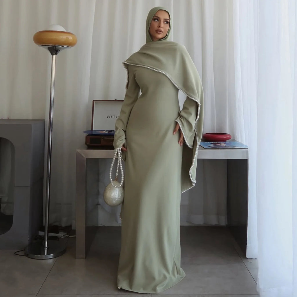 Puff Sleeve Kimono Kaftan Abaya Dress