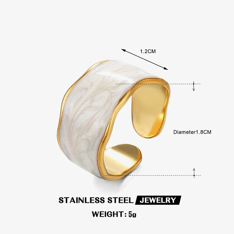 White Enamel Drip Glaze Ring