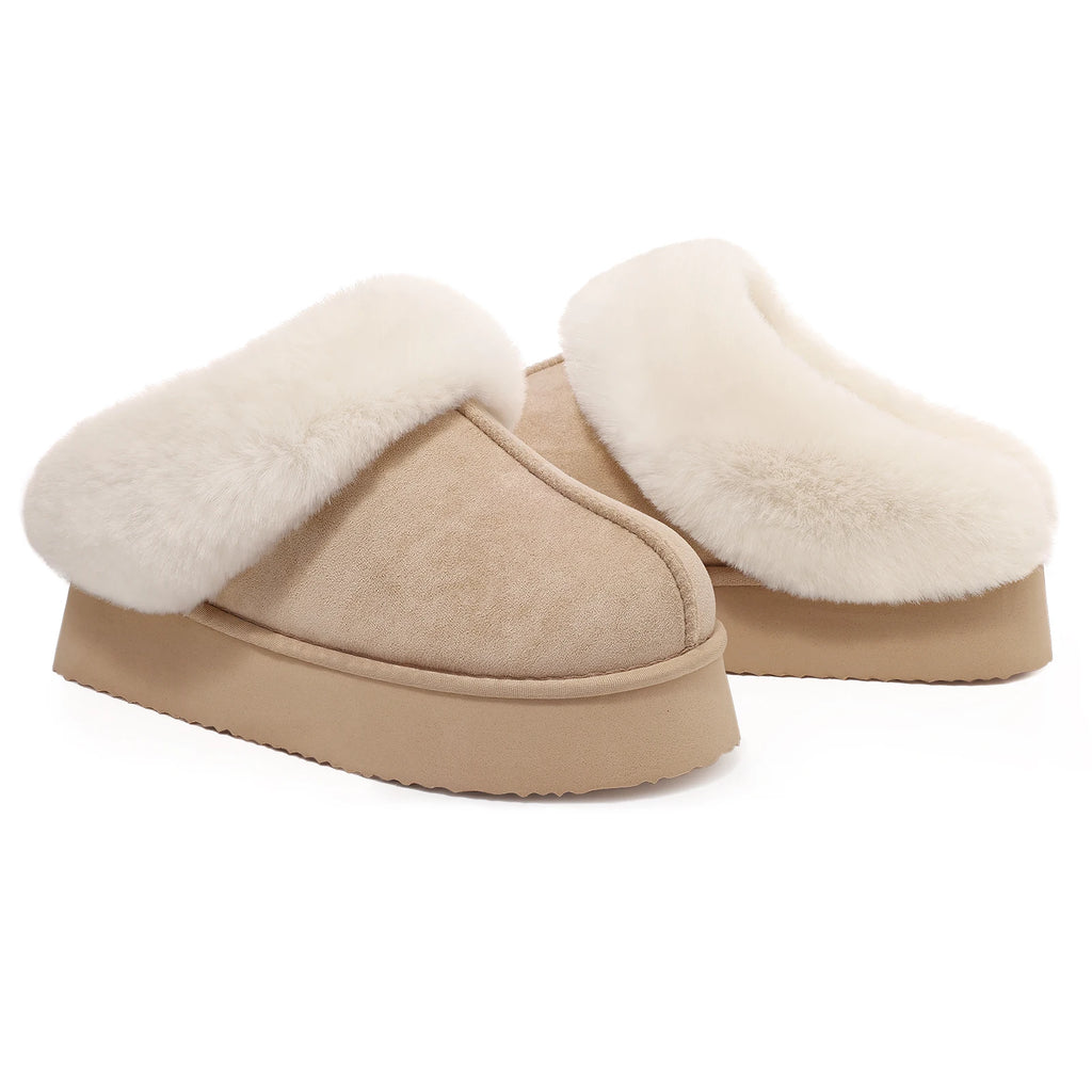 Women's Fluffy Winter Slippers – Warm Plush Fur-Lined Home Slides