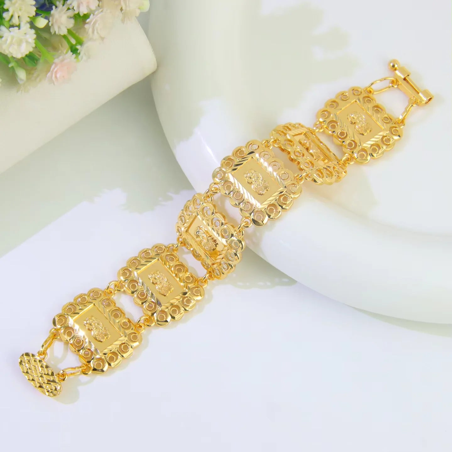 21K Gold-Plated Italian Cuff Bangle