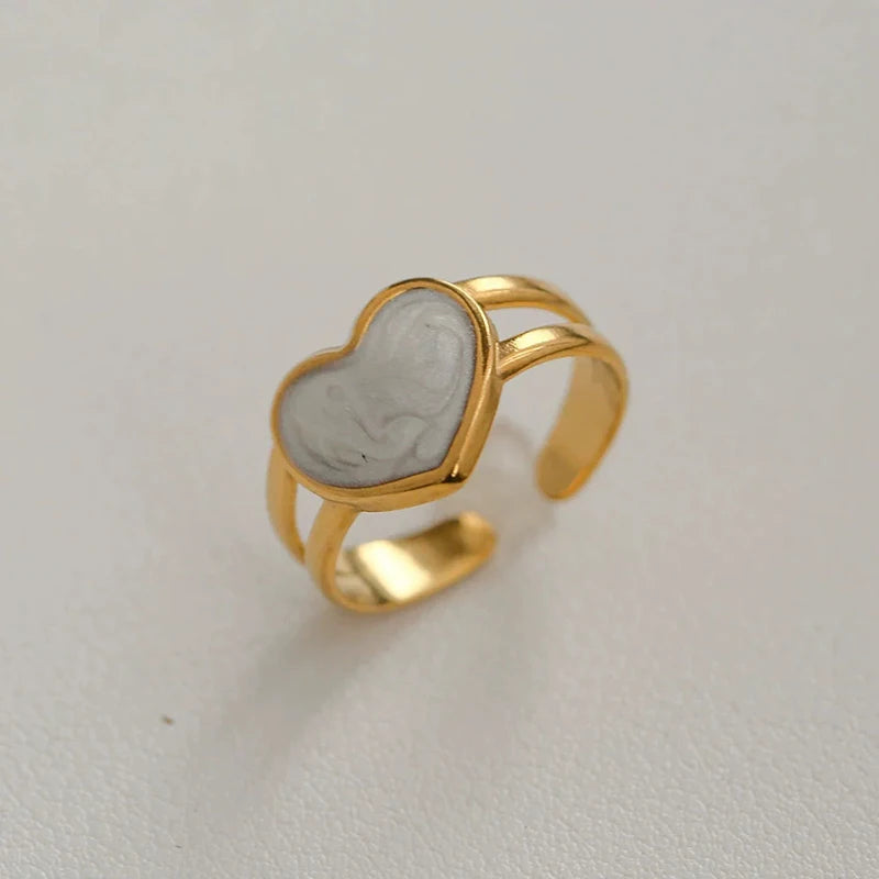 White Enamel Drip Glaze Ring