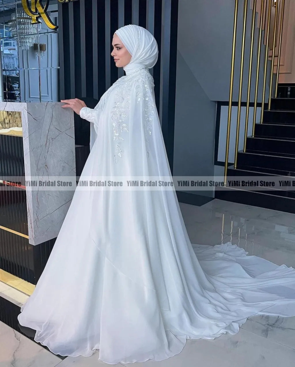 Veloura Grace Modest Chiffon Wedding Dress