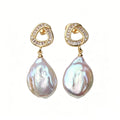 Real Natural Baroque Pearl Earrings Woman,Cute White Freshwater 925 Silver Pearl Earrings Wife Anniversary Gift White